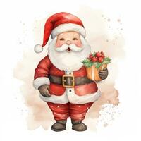 Cheerful Santa Claus, Christmas character in red suit, man with beard photo