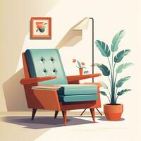 brillante interior ilustración, moderno Sillón en plano estilo foto