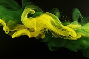 Modern background with smoke effect, color mixing, yellow and green photo