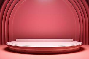 Shiny simple pink pedestal, stage, podium, empty space photo