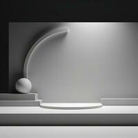 Empty minimalistic podium, stage, stand, pedestal for goods photo