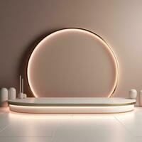 Shiny simple beige pedestal, stage, podium, empty space photo
