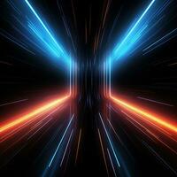 Simple dark neon background, rays of light on black photo