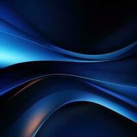 Dark blue wavy neon abstract background for design photo
