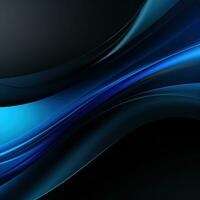 Dark blue wavy neon abstract background for design photo