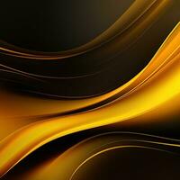 Simple abstract yellow black background, wavy lines photo