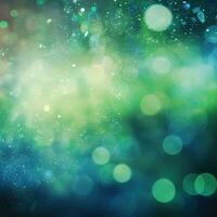 Shining abstract blue green background with bokeh effect photo