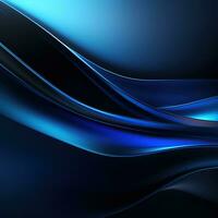 Dark blue wavy neon abstract background for design photo