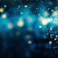 Blue abstract neon background, bokeh effect, glow photo