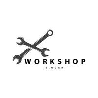 Repair Workshop Logo, Simple Key and Gear Design for a Simple Vehicle Repair Business, Vector Templet Illustration