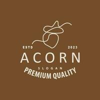 Acorn Logo, Nut Design With Oak Leaves Simple, Templet Illustration Vector