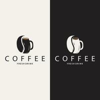 Coffee Logo, Simple Caffeine Drink Design from Coffee Beans, for Cafe, Bar, Restaurant or Product Brand Business vector