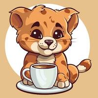 un linda Puma mascota para un café vector