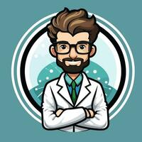 a mascot logo of a scientist vector