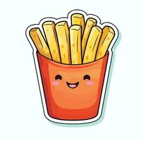 kawaii french fries on white background vector sticker