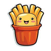 kawaii french fries on white background vector sticker