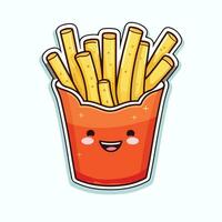 kawaii french fries on white background vector sticker