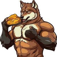 wolf eating a chicken vector