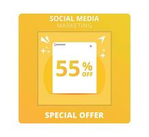 55 percent off Sale. Special offer symbol. Save 55 percentages. Vector illustration