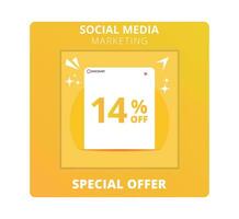 14 percent off Sale. Special offer symbol. Save 14 percentages. Vector illustration