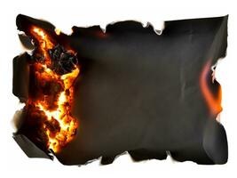 fire paper isolated on white background photo