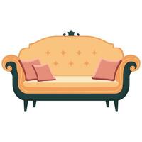 Comfortable sofa on white background. Cartoon style. Vector illustration.