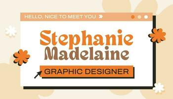 Fashion Designer Retro Abstract Pixel Orange Cream Name Card template