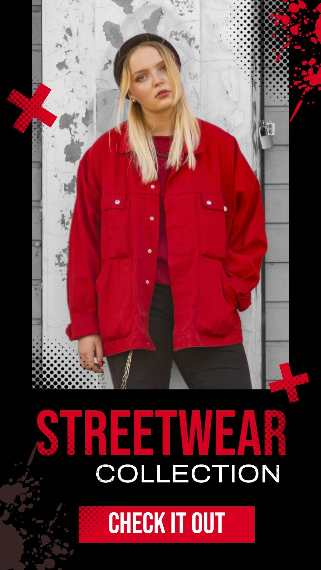 Streetwear Collection Retro Pixel Black Red for Instagram Story