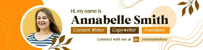 Warm Orange Brown Season with Aesthetic Line and Leaf Style for Linkedin Banner