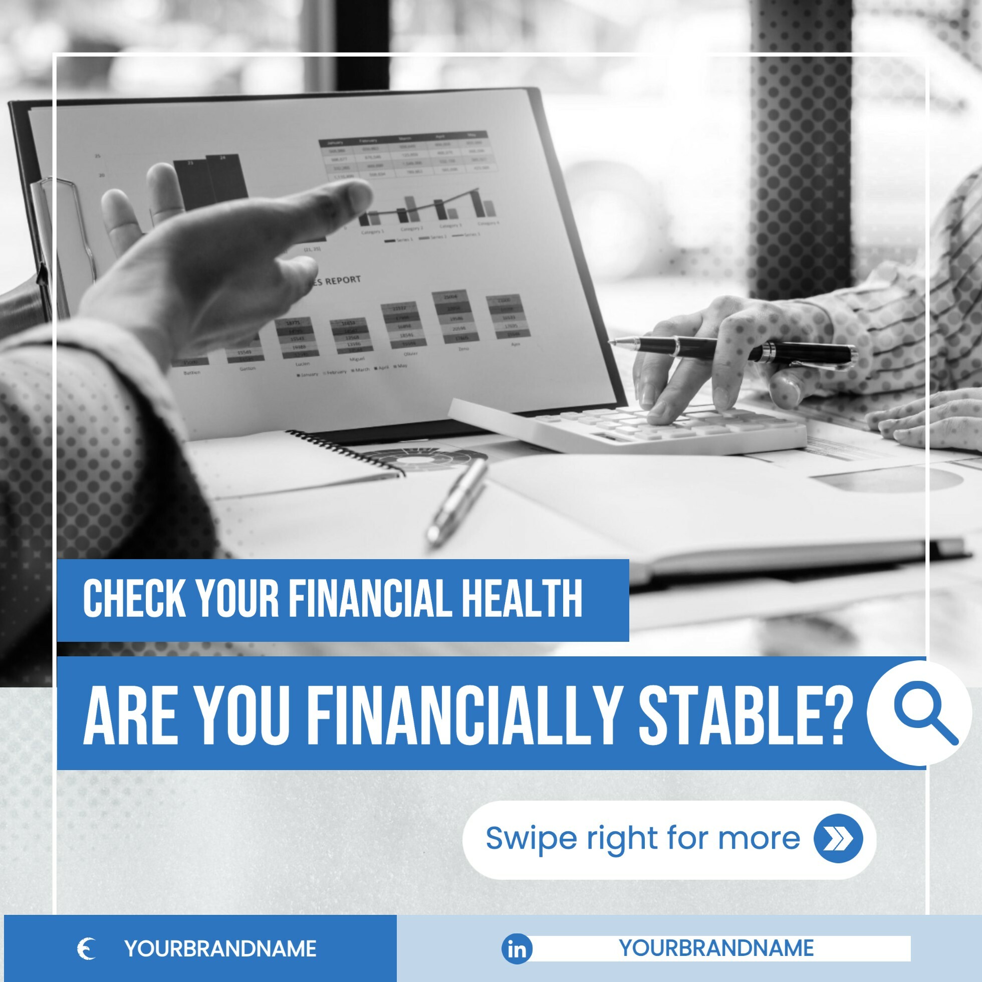 Blue Modern Business Financial Health Post Template