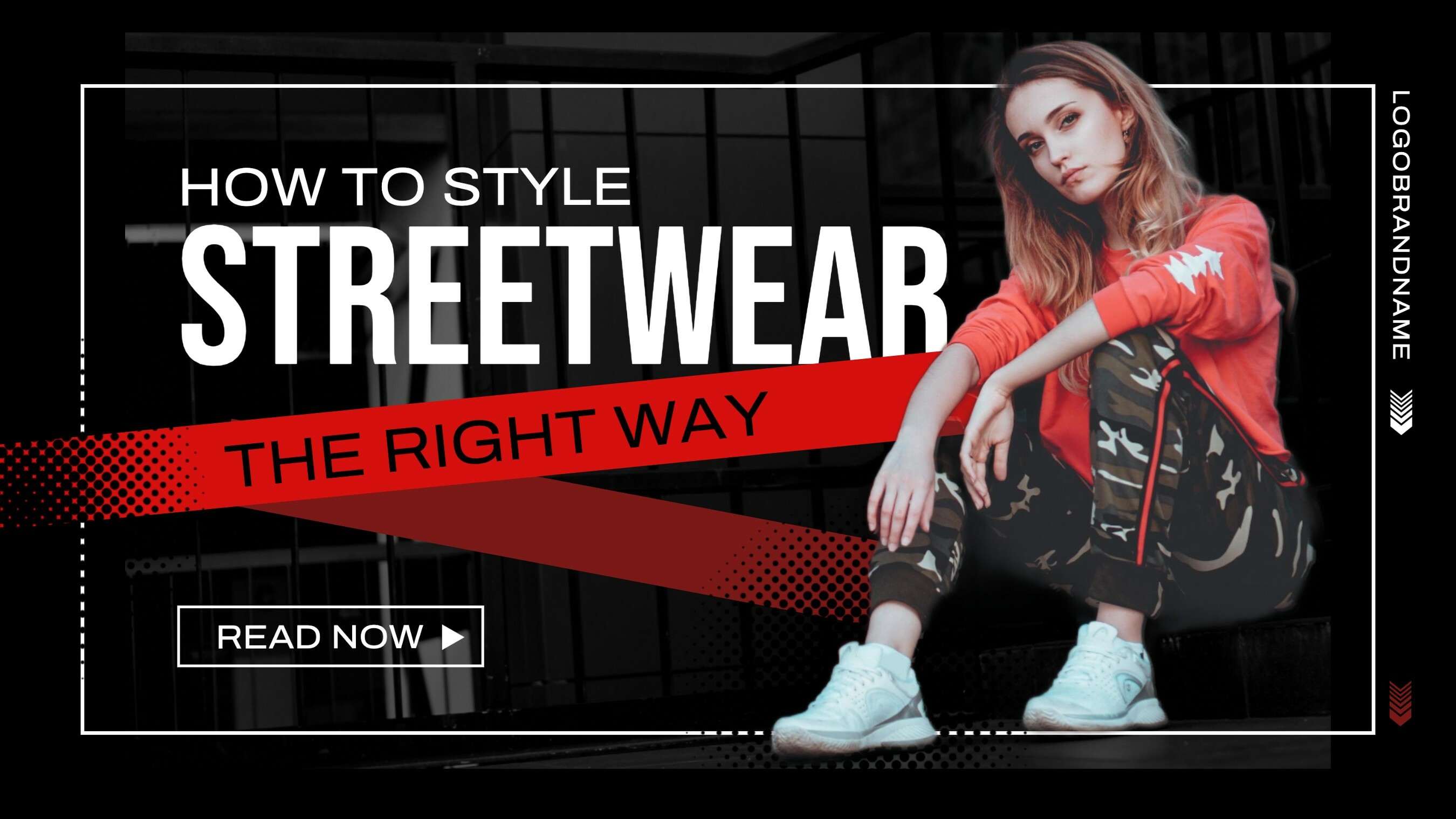 Red Black Street Urban Retro Pixel Modern for Street Fashion Template