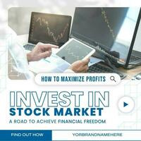 Flat Blue Geometric for Stock Market Investment Template
