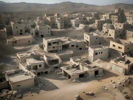 ruins of a abandoned house in the middle of the desert photo