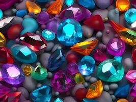 3d render of many different colorful gemstones photo