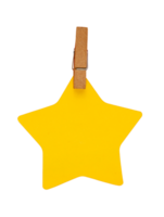 yellow star paper with wood clip png