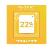 22 percent off Sale. Special offer symbol. Save 22 percentages. Vector illustration