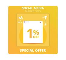 1 percent off Sale. Special offer symbol. Save 1 percentages. Vector illustration