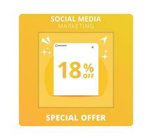 18 percent off Sale. Special offer symbol. Save 18 percentages. Vector illustration
