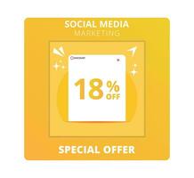 18 percent off Sale. Special offer symbol. Save 18 percentages. Vector illustration