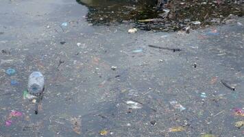 water pollution with garbage on water video