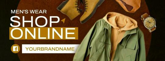 Autumn Beige Color Style for Men's Wear Brand Facebook Cover Template