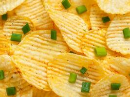 close up view of delicious potato chips photo