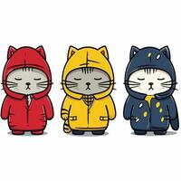 sad crying cats wearing jackets vector