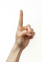 woman index finger gesture of pressing something on white background AI Generated photo