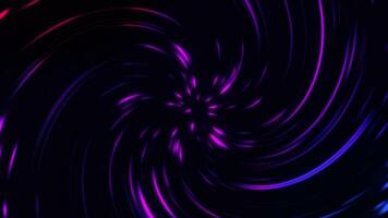 un' vorticoso spirale di raggiante neon colorato leggero travi. pieno HD e looping vivace movimento sfondo animazione. video