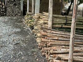 close up wood log in wooden shop photo