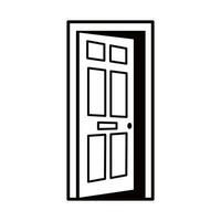 Door icon. Open silhouette of door to house isolated on white background. Vector entrance