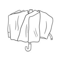 Closed umbrella doodle outline sketch. Vector illustration