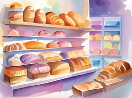 art cartoon bakery shop interior photo