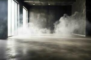 Concrete smoke floor background scene. Generate AI photo